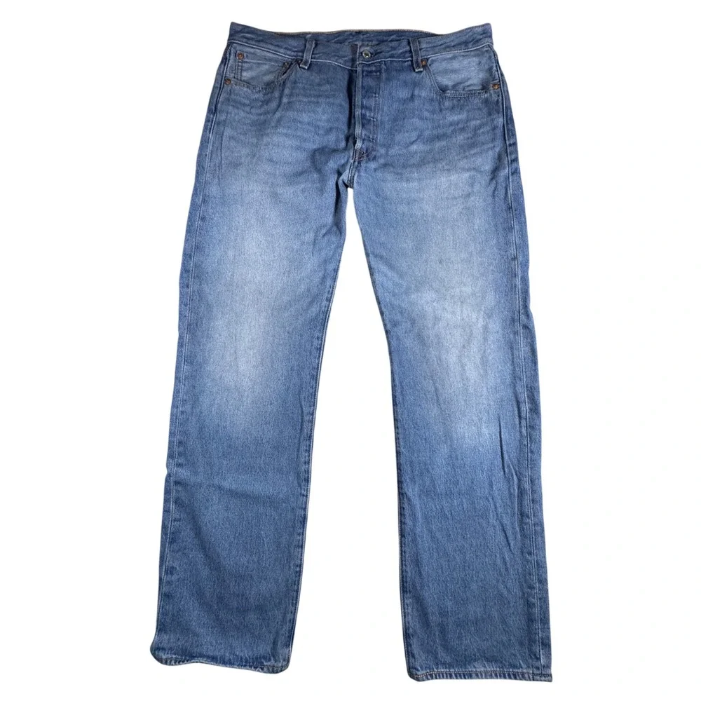 Levi's 501 Original Fit Jeans Mens 36x32 Blue Medium Wash Straight Leg Denim